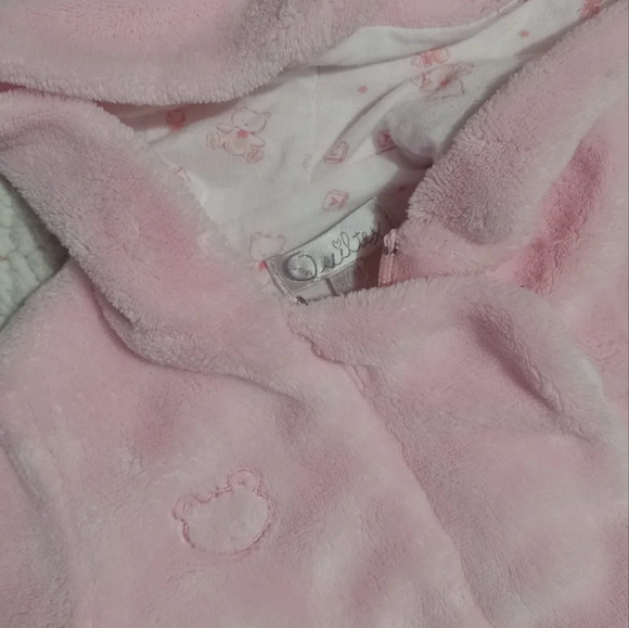 5 for $10 Quiltex Pink Bear Soft & Thick Fooded Suit 3-6m - Picture 6 of 6